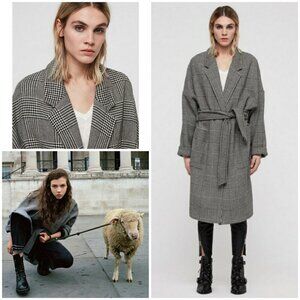 💕ALLSAINTS💕 Lara Check Coat  ~ Black and White Check Print XS NWOT